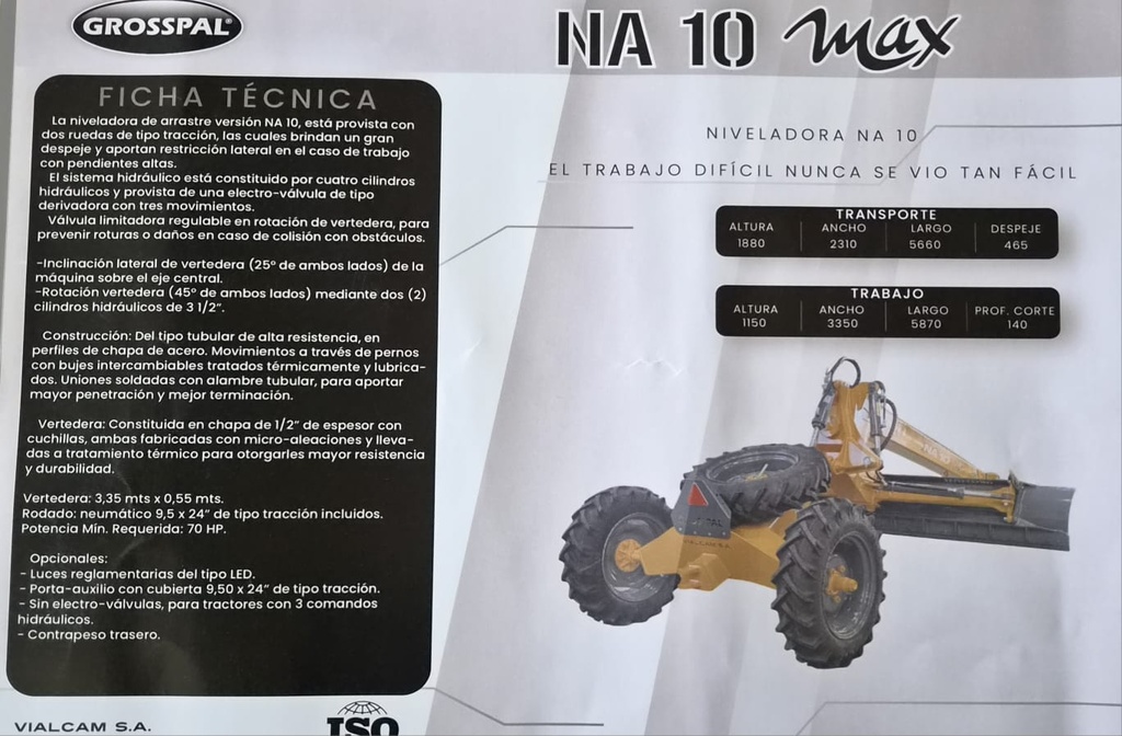 NIVELADORA DE ARRASTRE NA10 MAX