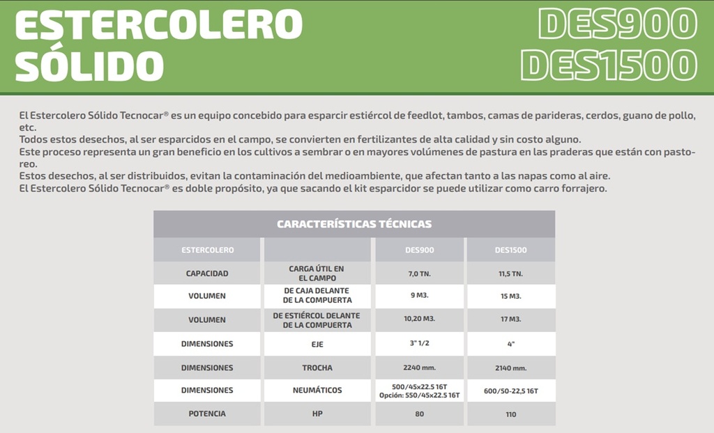 ESTERCOLERO SÓLIDO TECNOCAR DES1500