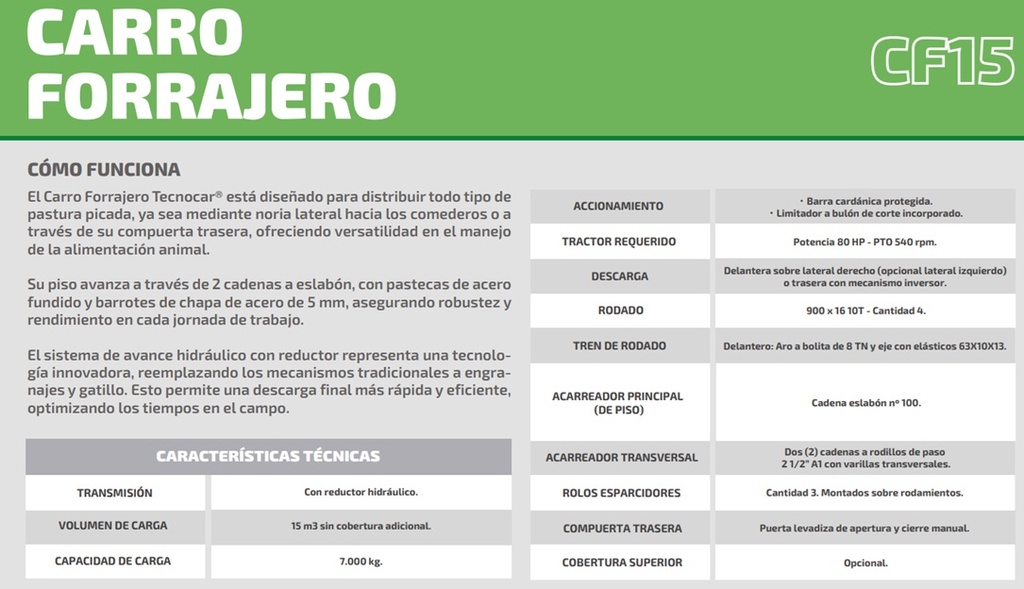 CARRO FORRAJERO TECNOCAR CF15